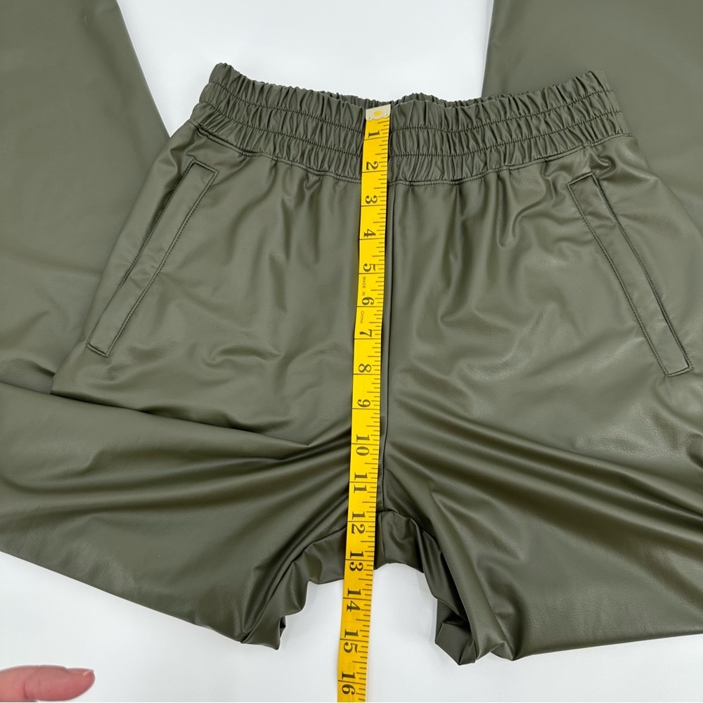 Offline by Aerie Sage Green Real Luxe Faux Leather Wide Leg Pants Size Small - Picture 11 of 13
